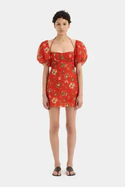 Sir the Label Reyes Puff Sleeve Mini Dress Cactus Flower Size 0 / AU 6