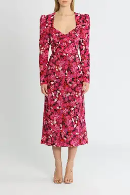 Rebecca Vallance Bramble Midi Dress Pink Floral Size 12 for rent on The Volte - image 1