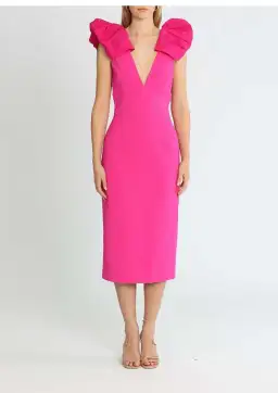 Rebecca Vallance Cupid's Bow Midi Dress Pink Size 12