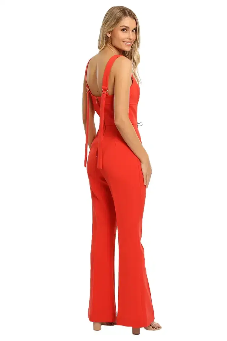 Rebecca Vallance Lamour Jumpsuit in Red Size 10 for rent on The Volte - main image