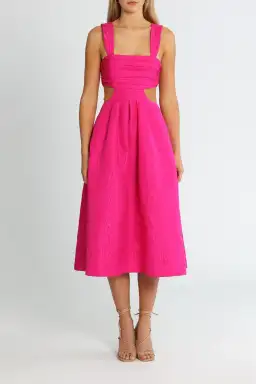 Rebecca Vallance Frenchy Cut Out Midi Dress in Pink Size 6