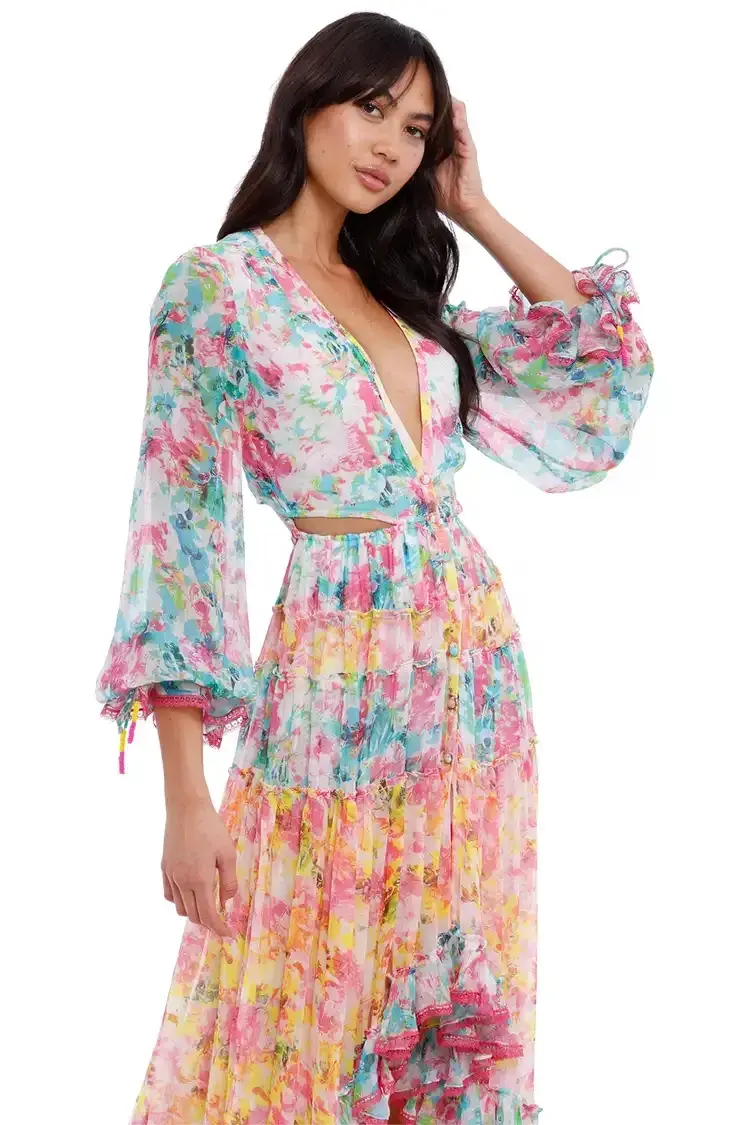 Rococo Sand Nesh Dress in Floral Size 8 for rent on The Volte - main image