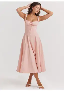 House of CB Carmen Bustier Sun Dress Baby Pink Size XS / AU 6-8
