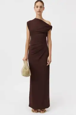Camilla and Marc Annalise Draped Maxi Dress Chocolate Brown Size 8 for rent on The Volte - image 2