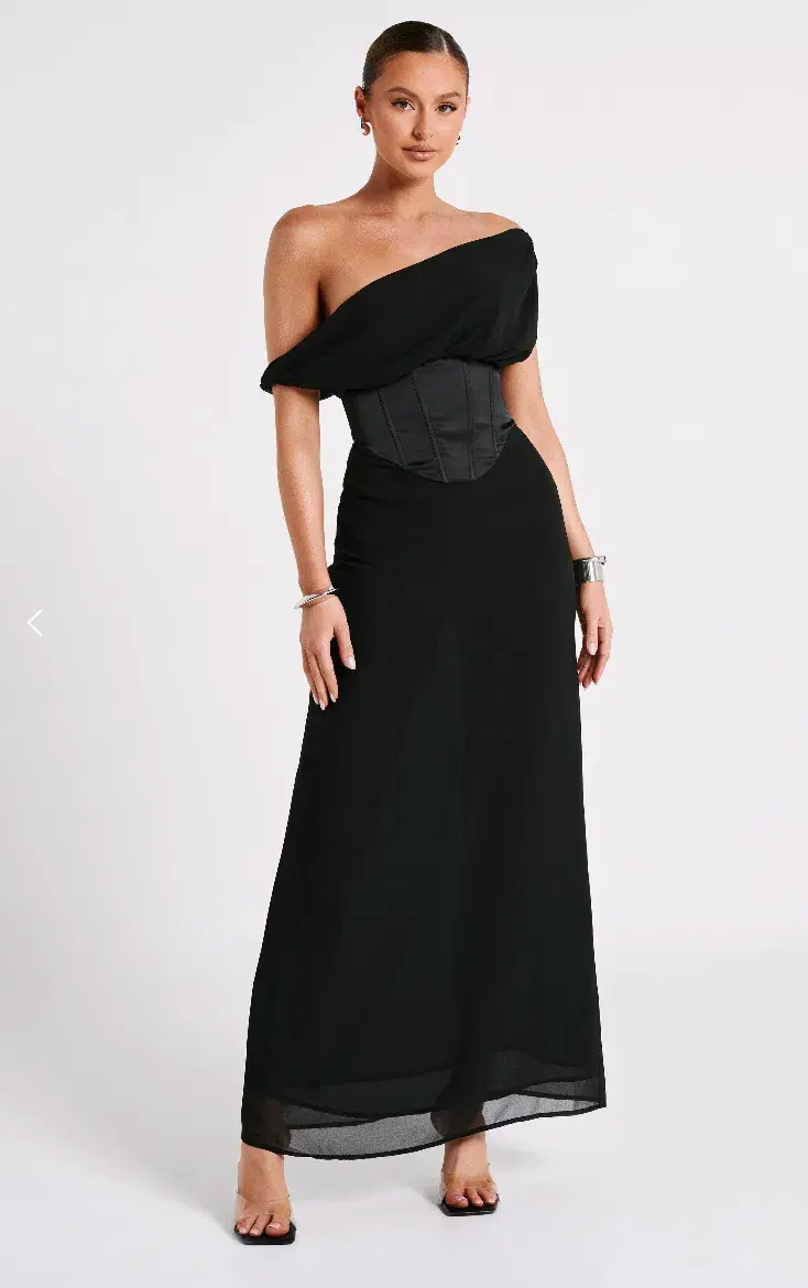 Meshki Courtney Chiffon Maxi Dress Black Size 4 for rent on The Volte - main image