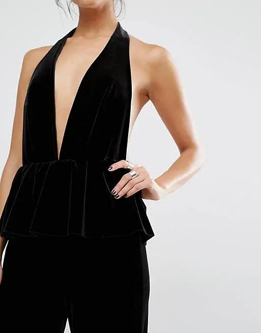 Bec & Bridge Midnight Velvet Jumpsuit Black Size 8 for rent on The Volte - main image