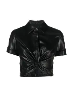 Alice + Olivia Phebe Cropped Twisted Vegan Leather Top Black Size S/ AU 8 for rent on The Volte - image 6