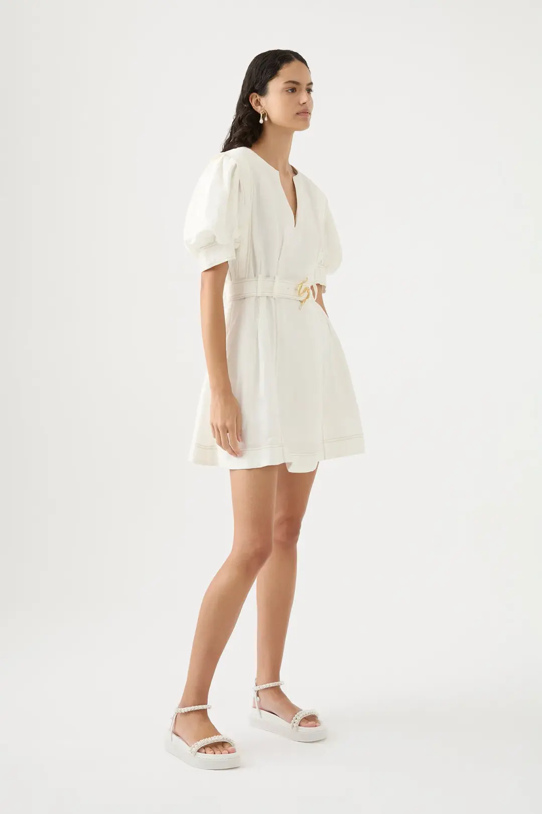 Aje Beacon Structured Mini Dress Ivory Size 8 for rent on The Volte - main image