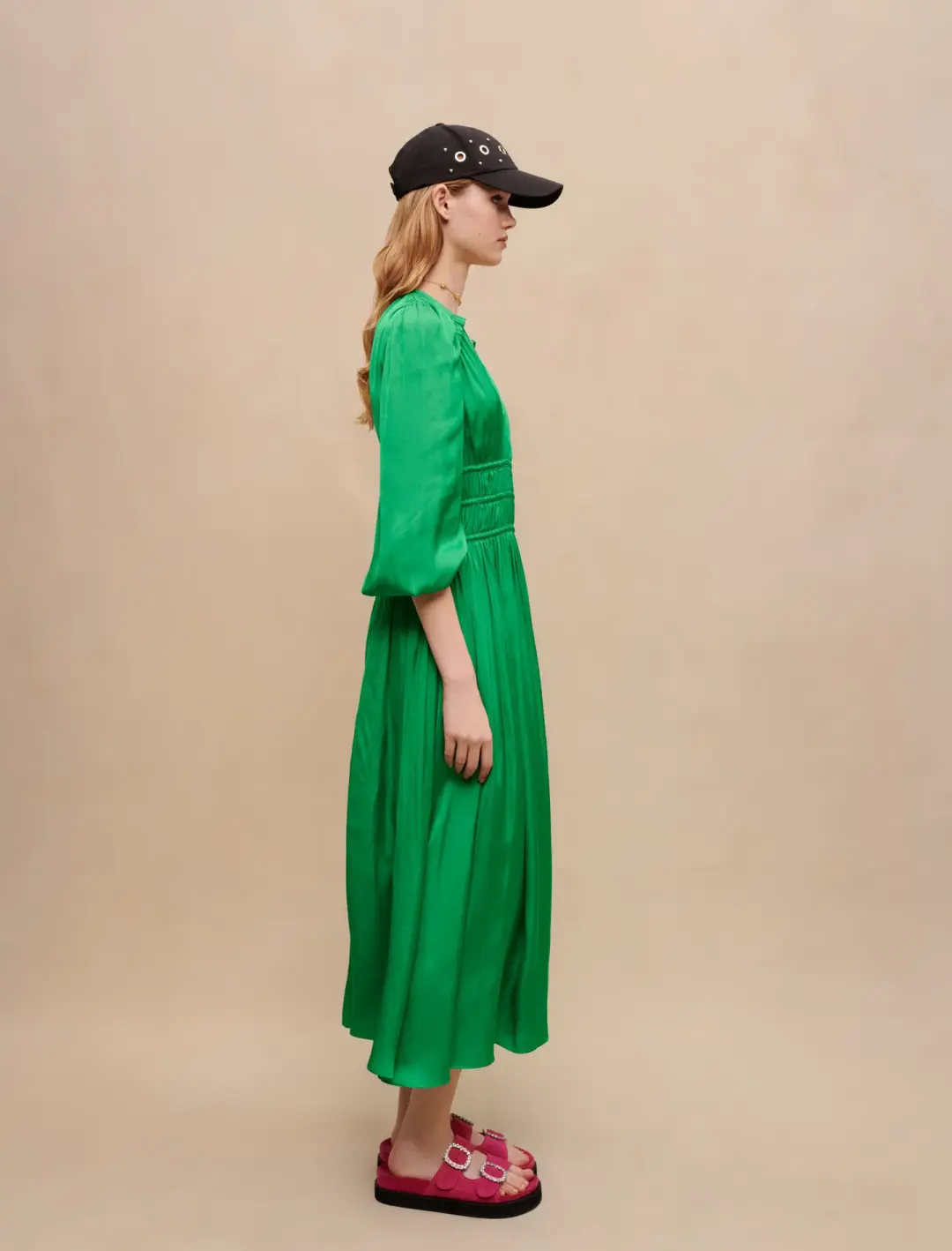 Maje Riannette Dress Midi Green Size 34 / AU 6 for rent on The Volte - main image