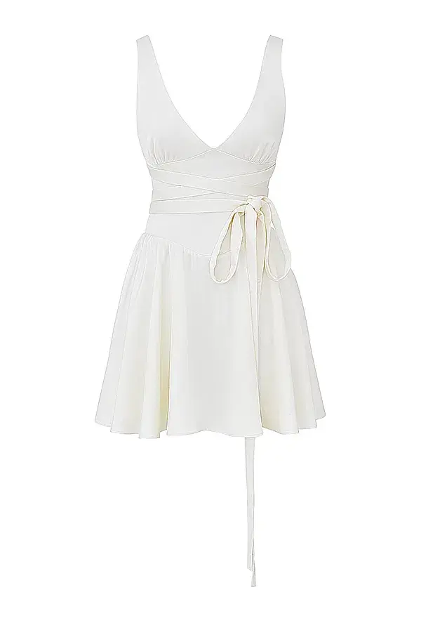 House Of CB Shiema Floaty Mini Dress Ivory Size M / AU 10 for rent on The Volte - main image