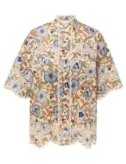 Zimmermann The Junie Embroidered Shirt and Short Set in Ivory/Blue Floral Size 0 / AU8 for rent on The Volte - image 3