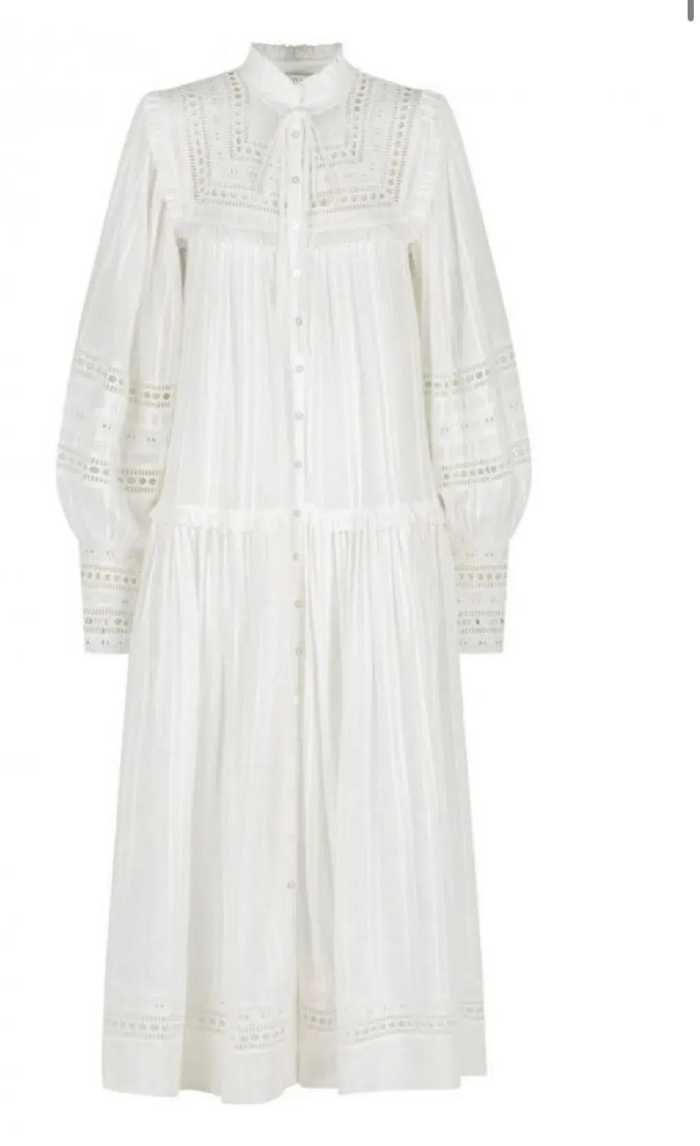 Shona Joy Lucia Balloon Sleeve Frill Midi Dress in Ivory Size 12 for rent on The Volte - main image