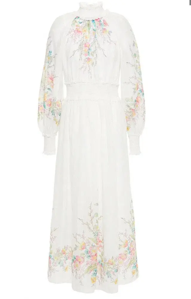 Zimmermann Zinnia Shirred Waist Long Dress Floral Size 2 / AU 12 for rent on The Volte - main image