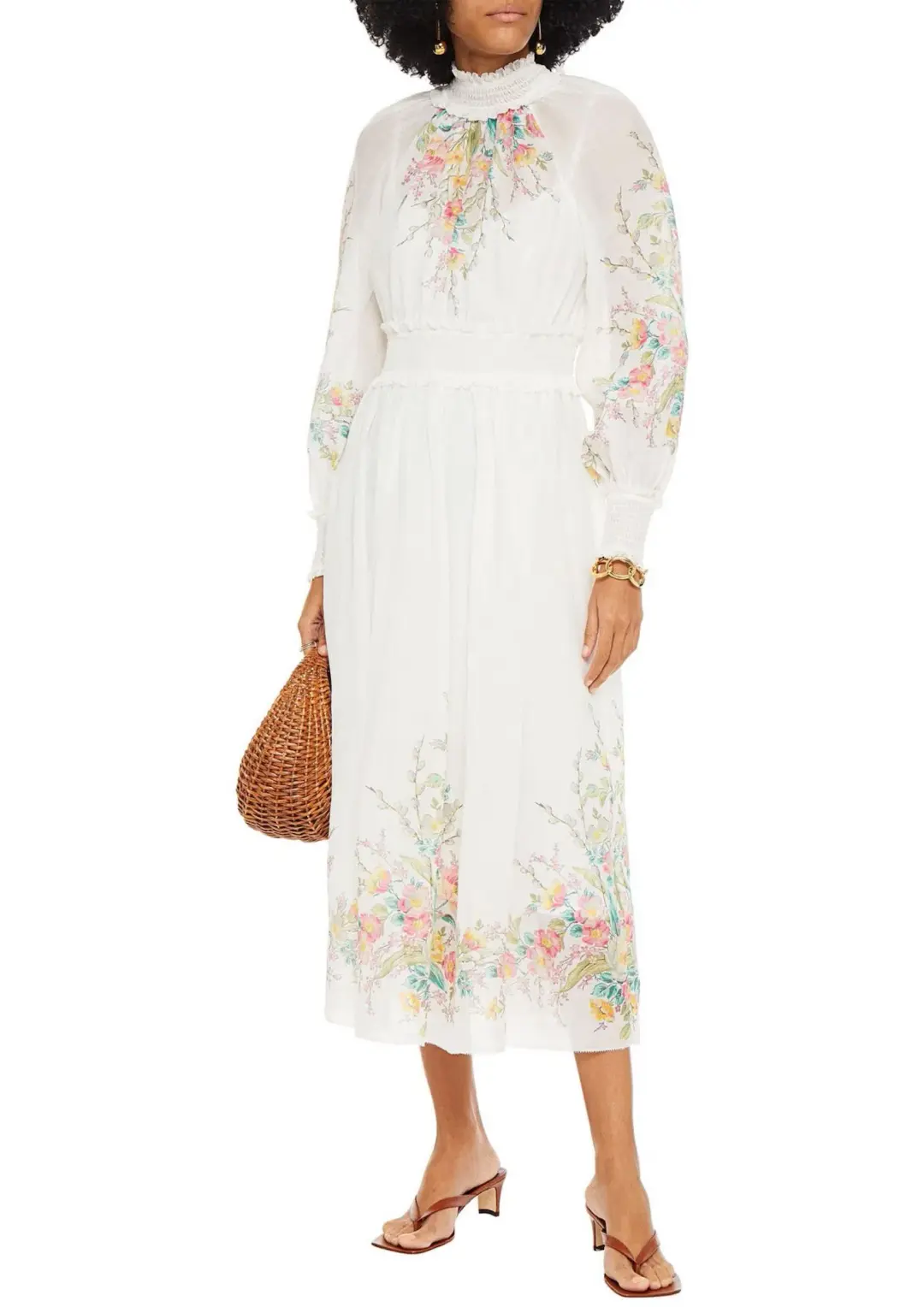 Zimmermann Zinnia Shirred Waist Long Dress Floral Size 2 / AU 12 for rent on The Volte - main image