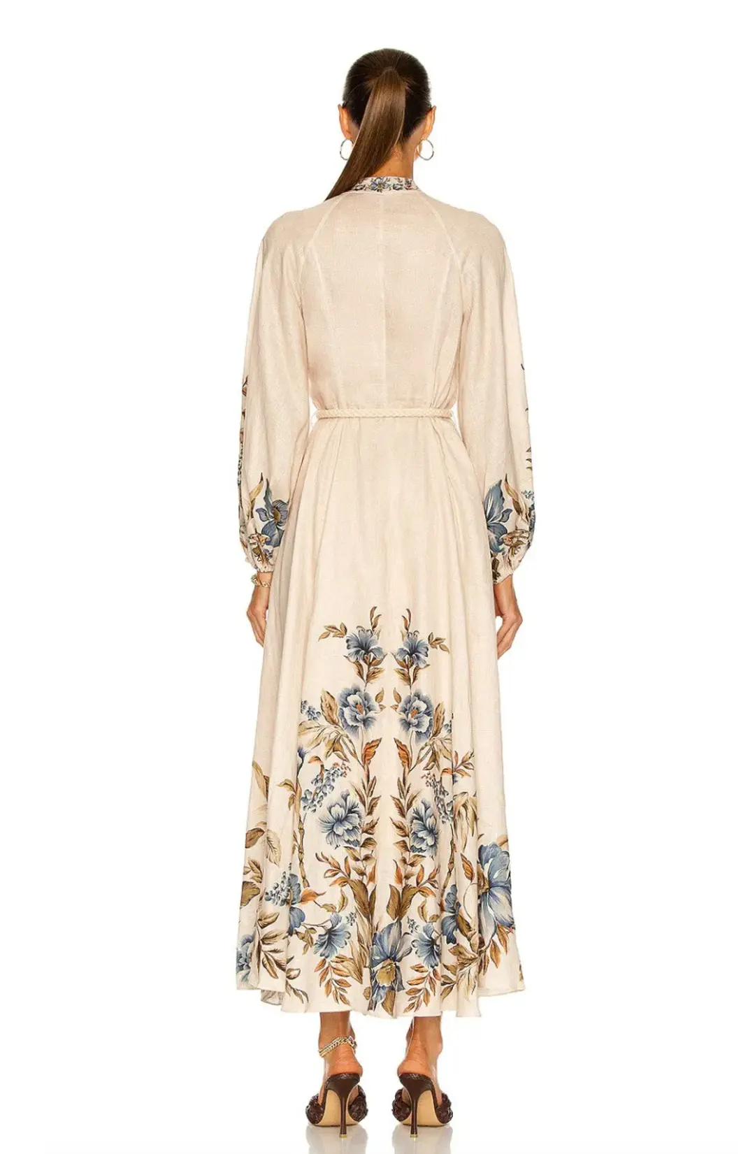 Zimmermann Aliane Billow Long Dress Khaki Floral Size 1 / AU 10 for rent on The Volte - main image