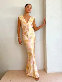 Bec & Bridge Indi V Maxi Dress Floral Haze Size AU 8 for rent on The Volte - image 1