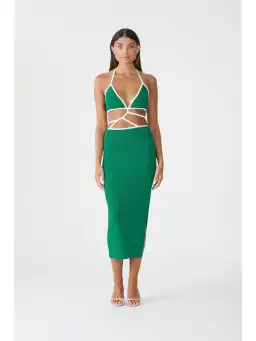 San Slone Gabby Midi Dress Green Size XS / AU 6 for rent on The Volte - image 1