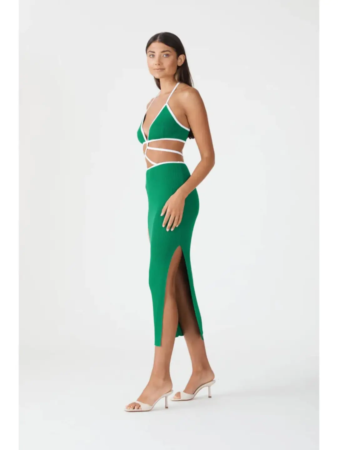 San Slone Gabby Midi Dress Green Size XS / AU 6 for rent on The Volte - main image