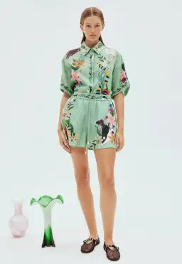 Alemais Meagan Shirt Size 8 and Shorts Size 10 Set Green Print for rent on The Volte - image 1