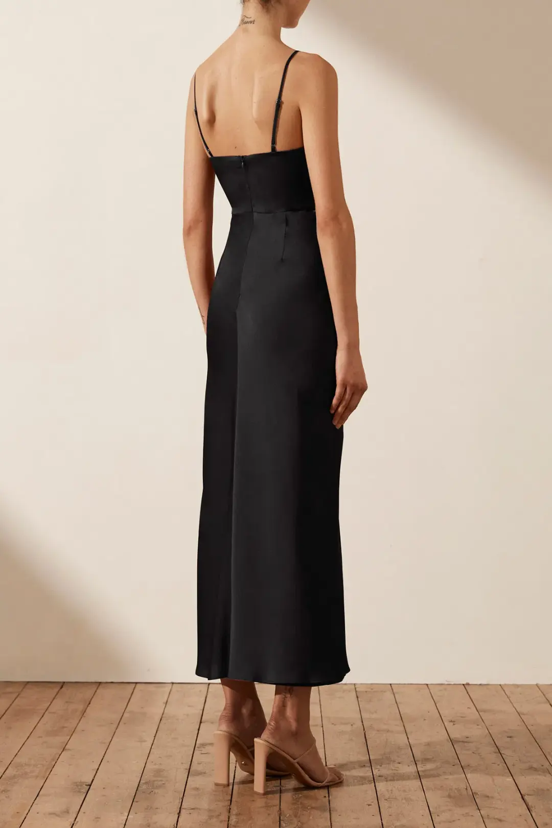 Shona Joy Luxe Twist Front Sleeveless Midi Dress Black Size 14 for rent on The Volte - main image