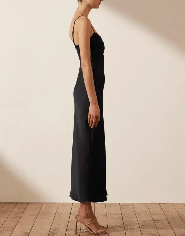 Shona Joy Luxe Twist Front Sleeveless Midi Dress Black Size 14 for rent on The Volte - main image