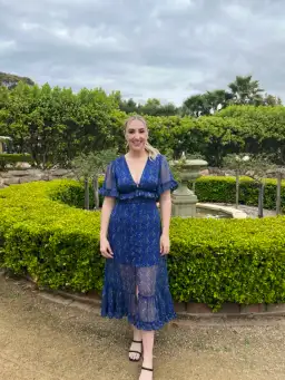 Talulah Morning Light Midi Dress Blue Size 1/ AU 8