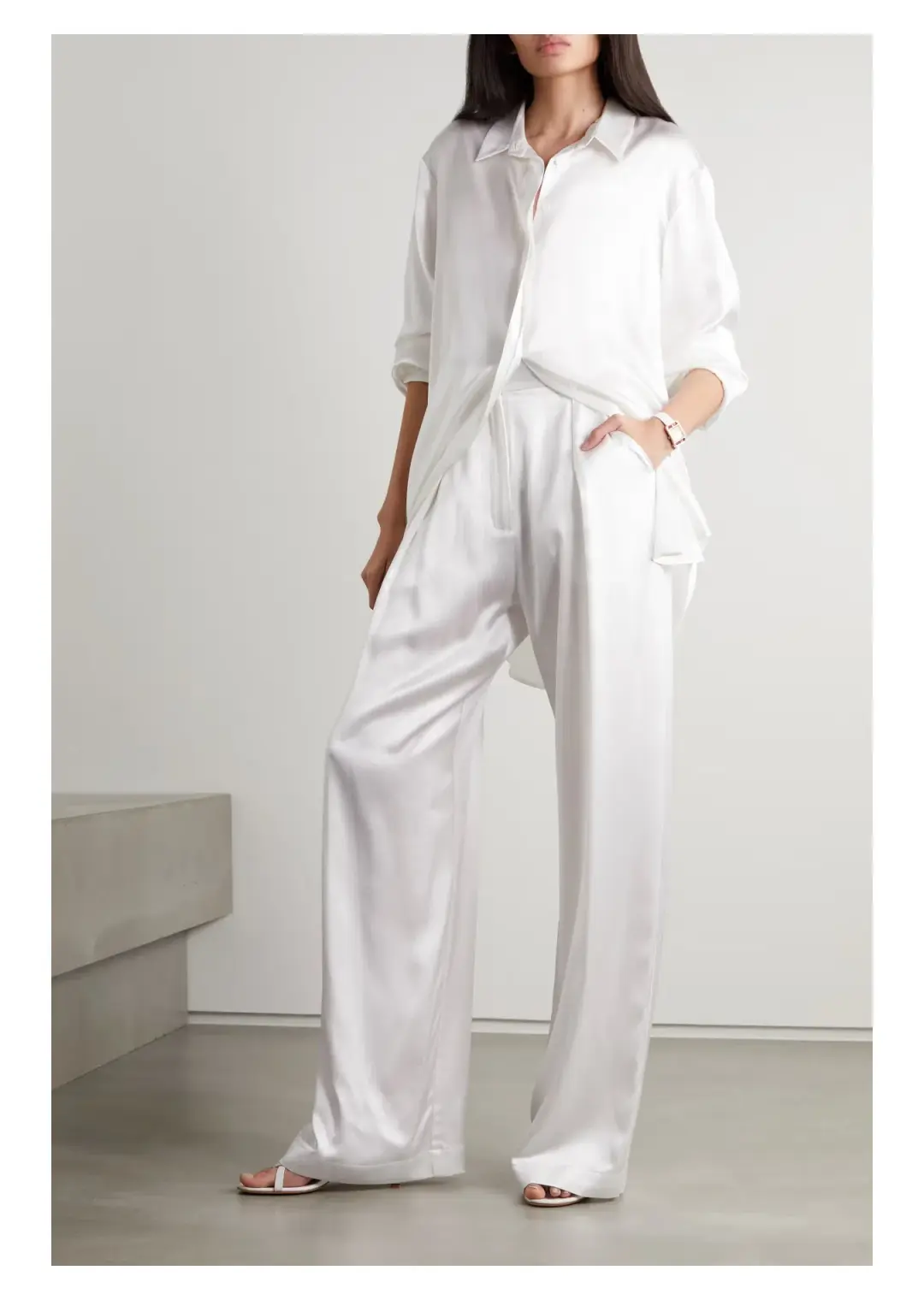 Michael Lo Sordo Relaxed Silk Boy Pant White Size AU 8 for rent on The Volte - main image