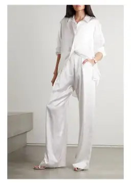 Michael Lo Sordo Relaxed Silk Boy Pant White Size AU 8 for rent on The Volte - image 1