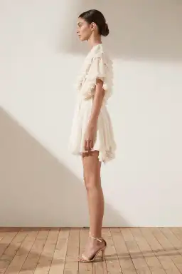 Shonya Joy Stella Ruffle Drawstring Dress Cream Size 12 for rent on The Volte - image 2