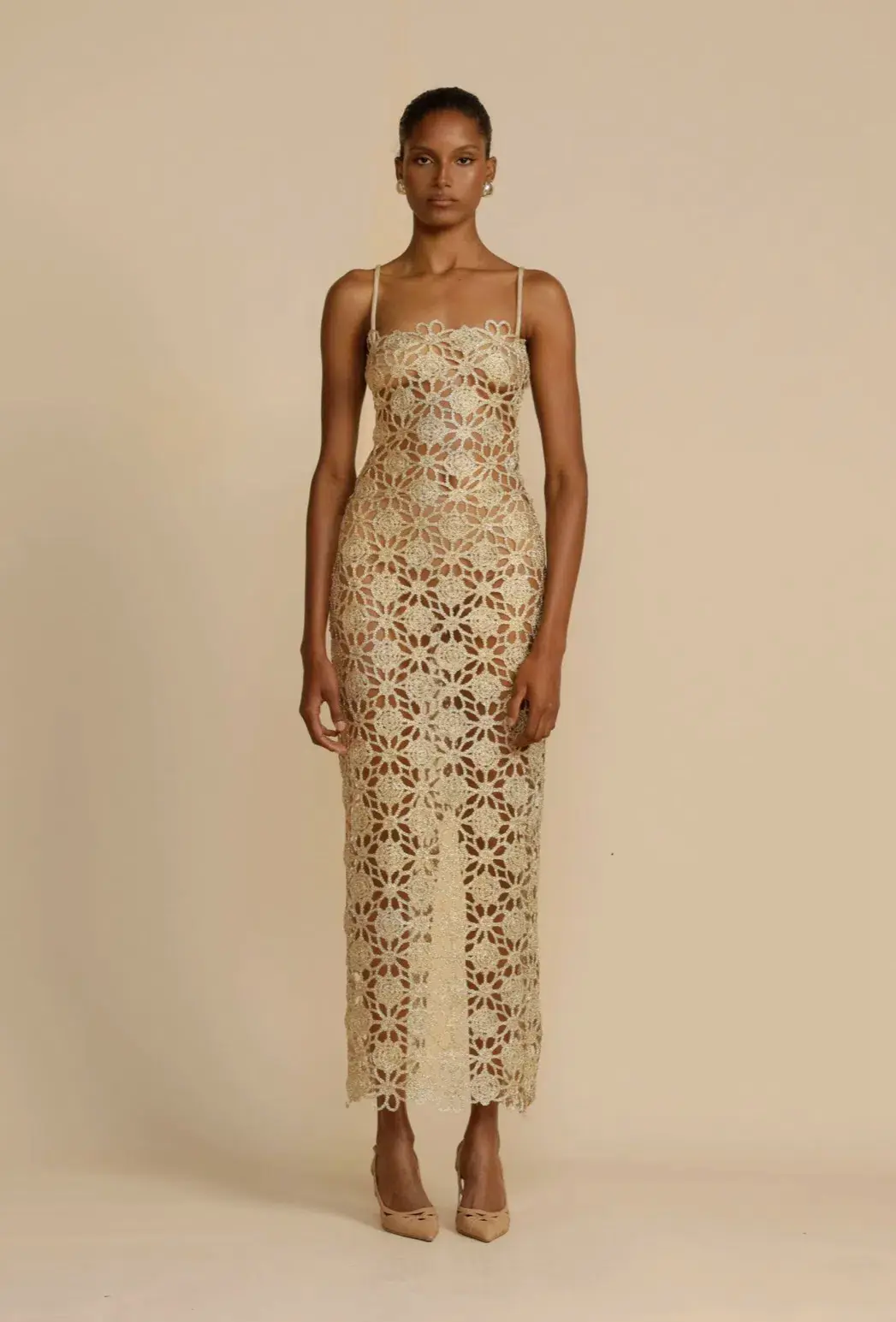 Arcina Ori Kendra Dress Gold Size 6 for rent on The Volte - main image