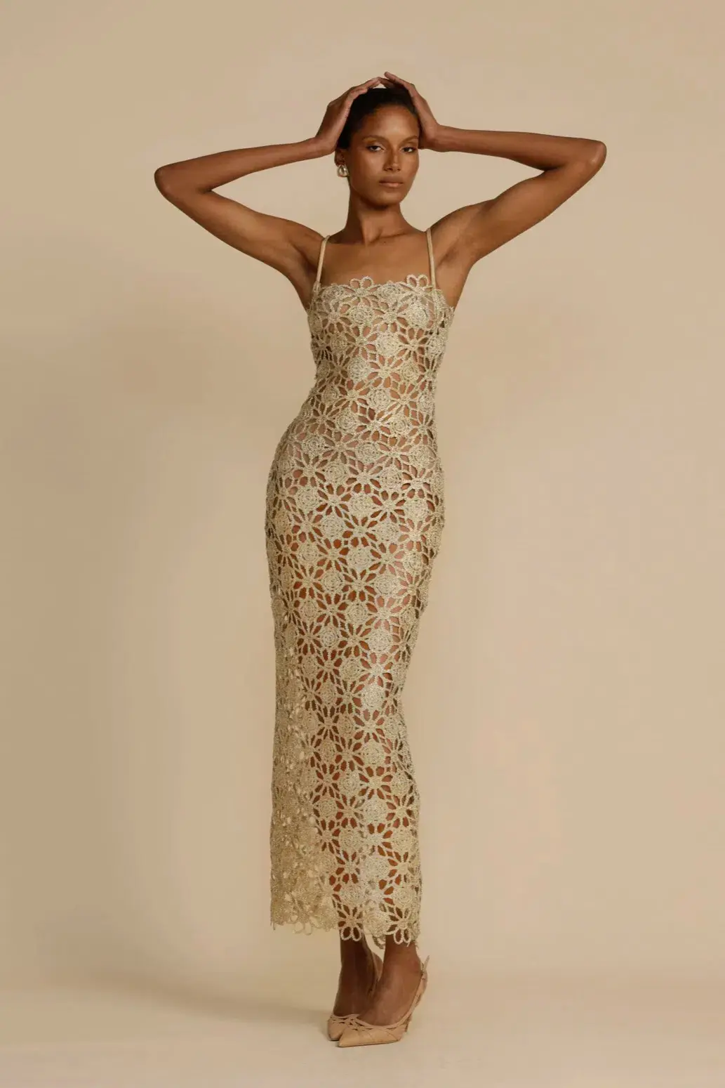 Arcina Ori Kendra Dress Gold Size 6 for rent on The Volte - main image