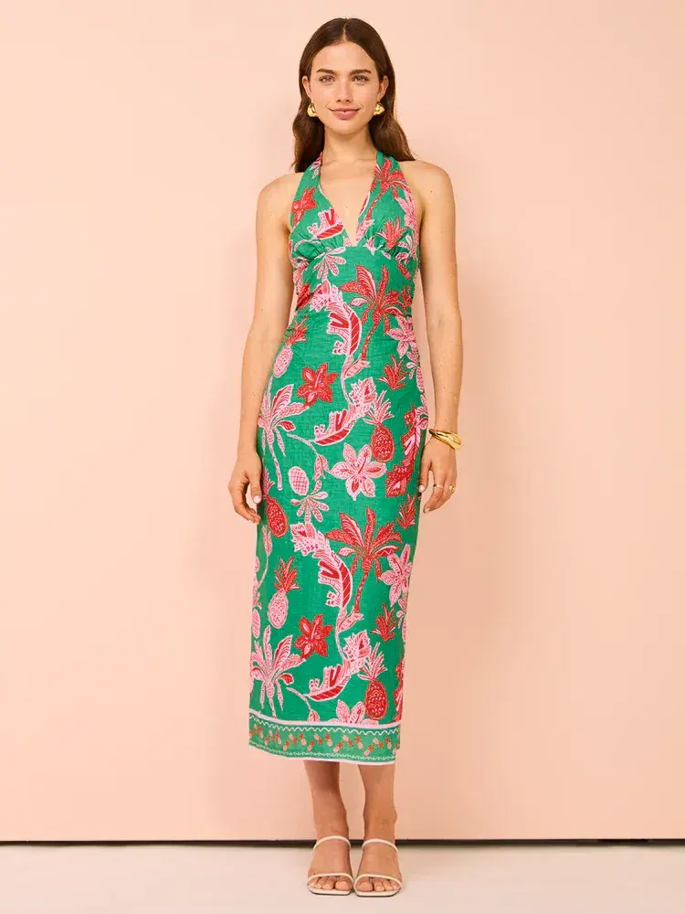Ownley Kara Midi Dress In Pineapple Print Size S / AU 8 for rent on The Volte - main image