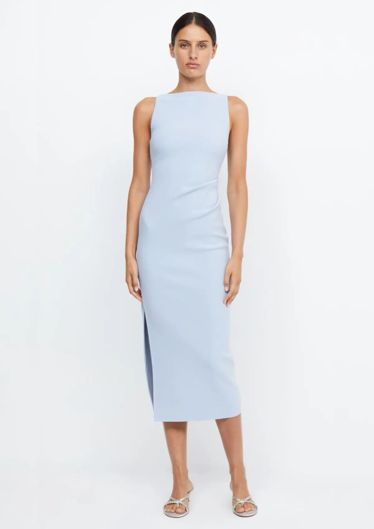 Bec & Bridge Be Mine Tuck Midi Dress Dusty Blue Size 8 - Image 1