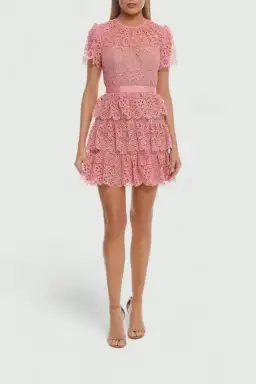 Self Portrait Pink Tiered Mini Dress in Pink Size 8 for rent on The Volte - image 1