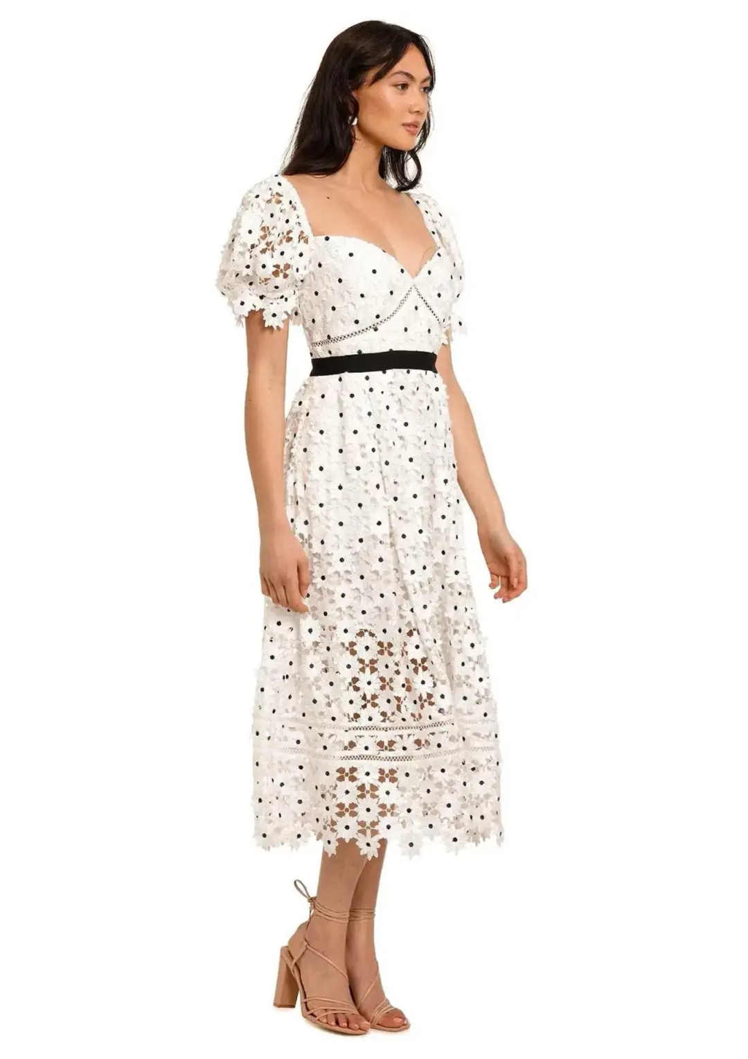 Self Portrait Daisy Lace Midi Dress in Polka Dot Size 10 for rent on The Volte - main image