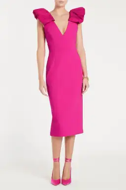Rebecca Vallance Cupid's Bow Midi Dress in Hot Pink Size 8 for rent on The Volte - image 3