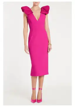 Rebecca Vallance Cupid's Bow Midi Dress in Hot Pink Size 8 for rent on The Volte - image 1