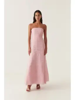 Aje Soundscape Maxi Dress in Chalk Pink Size AU 6