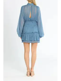 Shona Joy Noemi Ruched Mini Dress in Blue Size AU 8 for rent on The Volte - image 3