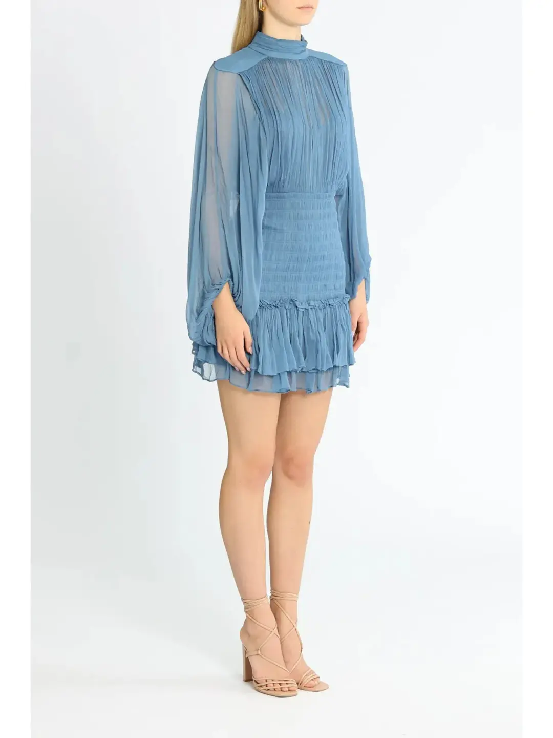 Shona Joy Noemi Ruched Mini Dress in Blue Size AU 8 for rent on The Volte - main image