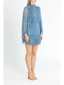Shona Joy Noemi Ruched Mini Dress in Blue Size AU 8 for rent on The Volte - image 2