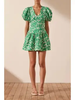 Shona Joy Plunged Short Sleeve Mini Dress Arosa Size AU 10