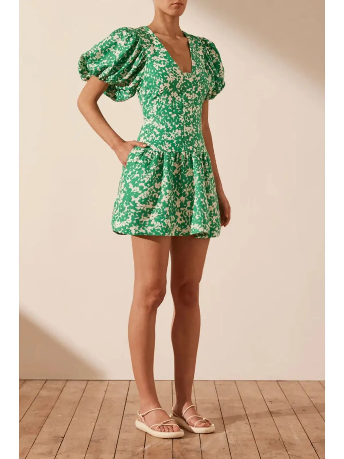 Shona Joy Plunged Short Sleeve Mini Dress Arosa Size AU 10 - Image 2