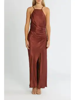 Shona Joy Thalia Bias Midi Dress in Sangria Size AU 12