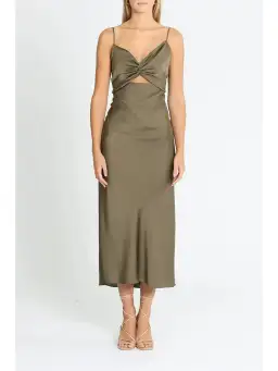 Shona Joy Luxe Twist Midi Dress in Pine Size AU 12