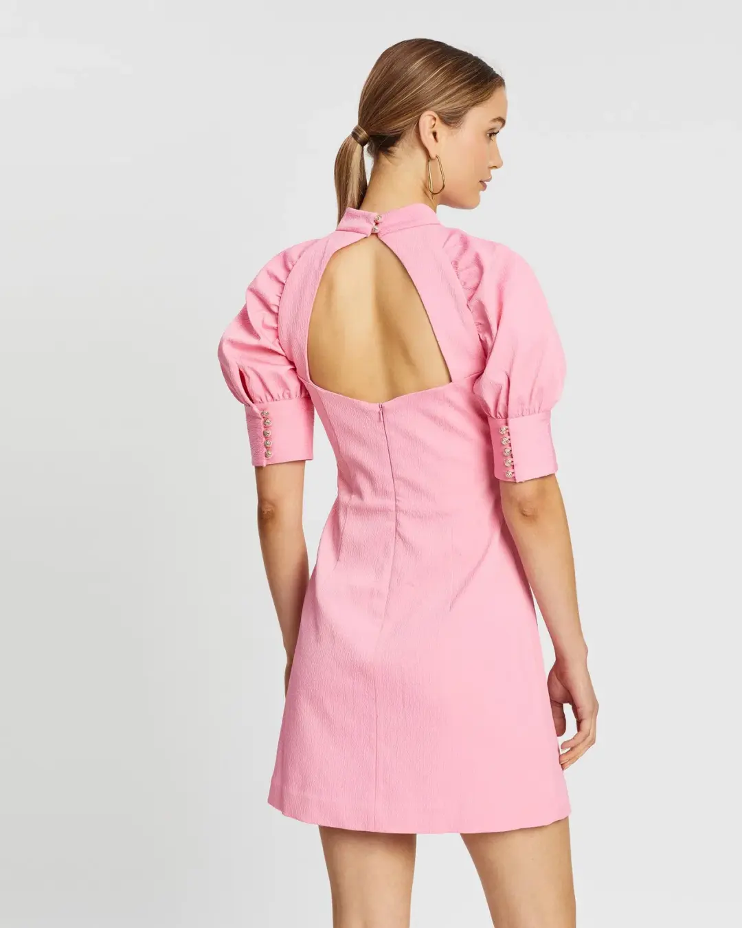 Rebecca Vallance Winslow Short Sleeve Mini Dress Pink Size 6 for rent on The Volte - main image