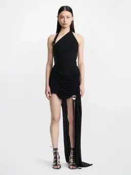 Dion Lee Safety Slider Gathered Mini Dress Black Size M/ 10 for rent on The Volte - image 3