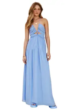 Suboo Aura Strappy Halter Tie Front Maxi Dress Cornflower Size AU 10 for rent on The Volte - image 1