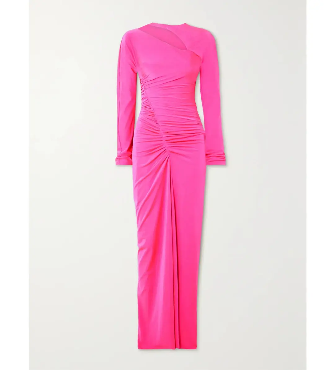 Victoria Beckham Asymmetric Ruched Stretch-jersey Midi Dress Pink Size 12 for rent on The Volte - main image