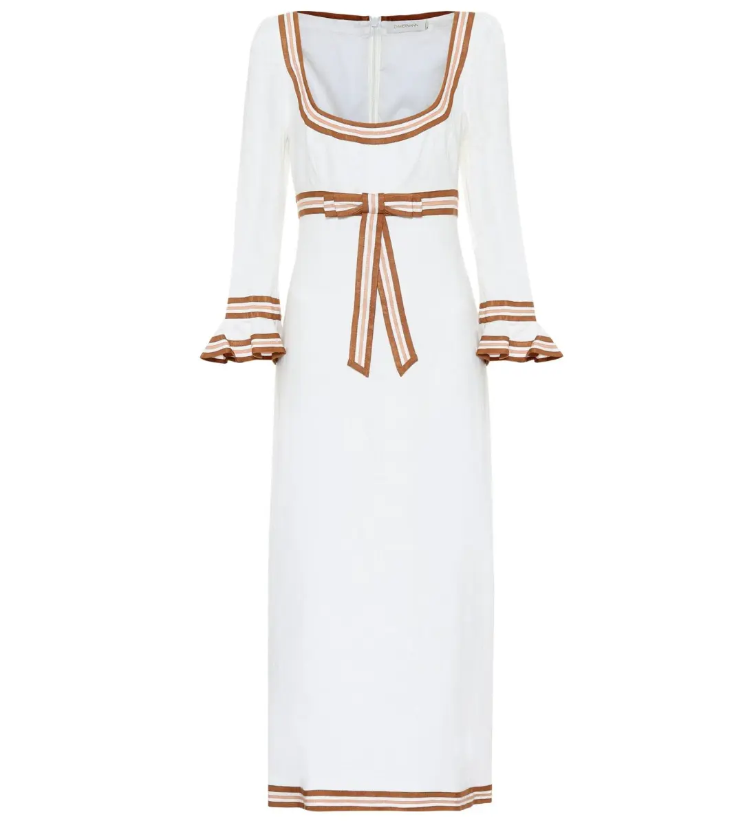 Zimmermann Super Eight Ribbon Midi Dress Ivory Size 1/Au 10 for rent on The Volte - main image